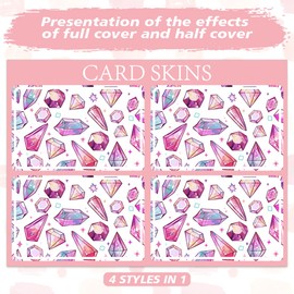 Peacoblue Bank Card Sticker Cartoon Crystal Credit Debit Card Custom Skin Cover Protector, 4 Styles Waterproof Scratch-Proof and Attractive Decal for Most Popular EBT Transportation Key Card