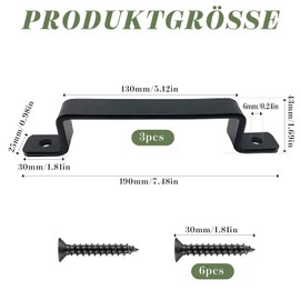 KASURE Pack of 3 Heavy Duty Vintage Cast Iron Door Handles, Barn Door Handle, Sliding Door Handle, Barn Door Handle for Outdoor, Garage, Wardrobe and Indoor Use