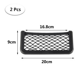 2 Pcs Car Storage Net Bags Black Mesh Organizer Nets Elastic Nylon Smartphone Holders with Plastic frames for Auto and RV