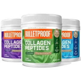 Bulletproof Unflavored Collagen Peptides 18g Protein, 17.6 Oz│Chocolate Collagen Peptides with MCT Oil, 19g Protein, 17.6 Oz│Vanilla Collagen Peptides with MCT Oil, 19g Protein, 17.6 Oz