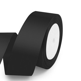 KMER LIFE Solid Color Black Satin Ribbon, 1-1/2 Inches x 25 Yards Fabric Satin Ribbon for Gift Wrapping, Crafts, Hair Bows Making, Wreath, Wedding Party Decoration and Other Sewing Projects