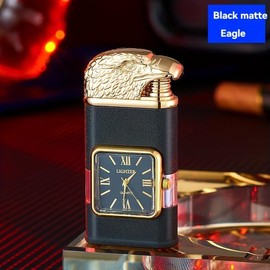 Windproof Lighter Vintage Watch Bezel Jet Flame Torch, Jet Torch Butane Lighter Faucet Eagle Head Design (butane Not Included) - Color: Black Matte, Style: Eagle shape