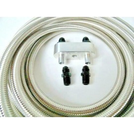 EZ-LINES Automatic Transmission Cooler Line Kit -6AN S.S. Braided Hose 6L80E 6L90E 4-90HE