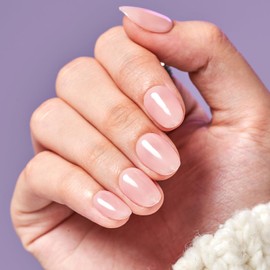 Short Press on Nails,GLAMERMAID Handmade Solid Pink Flase Gel Nails Full Cover Acrylic Fake Nails with Glue, 24pcs Oval Glossy Nails Kits Reusable Stick on Nails for Women Daily Salon