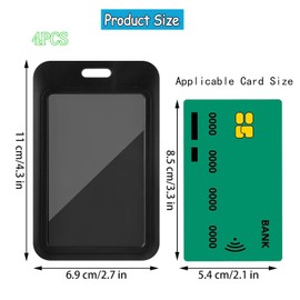 Yharnamite 4 Pcs Sliding ID Badge Holder with Clear Window ID Card Protector, Slide Open ID Card Case Vertical Work Badge Holder for Office, School, Credit Cards, Driver’s Licenses and Passes (Black)