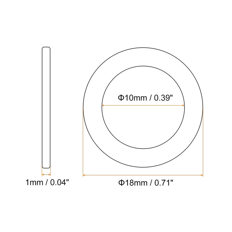 sourcing map M10 Flat Washer, 50 Pcs Copper Ring Flat