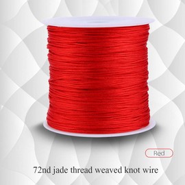 Chinese Knot Cord 100M x 0.8mm Nylon Chinese Knot Cord Rattail Macrame Thread String Red