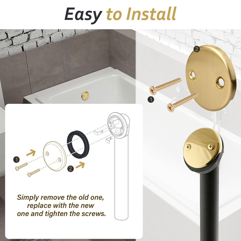 RP31556CZ Overflow Plate and Screws Drain Kit Replacement for Delta
