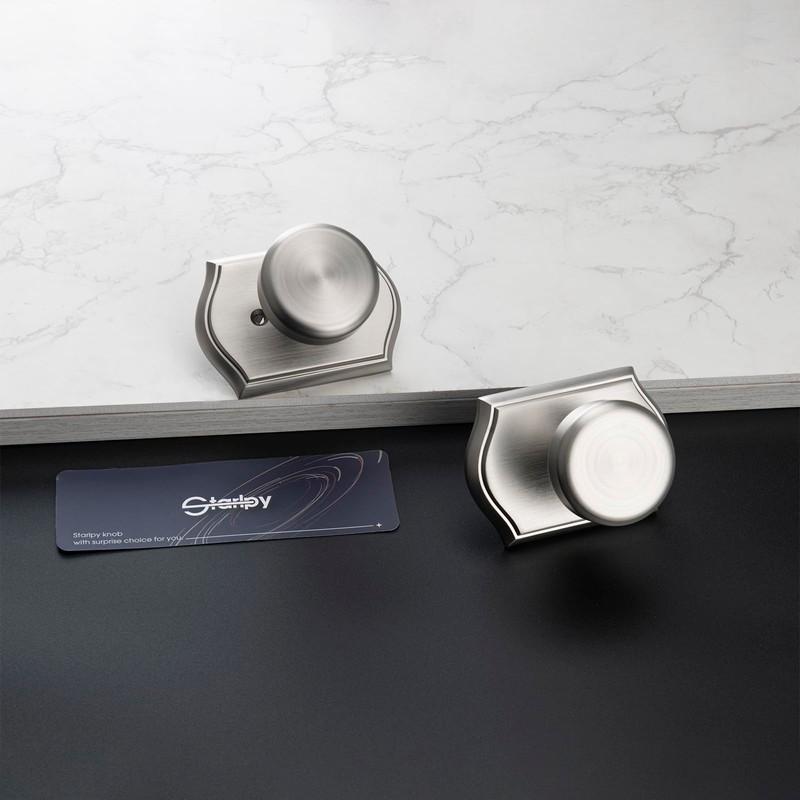 STARPY Interior Pismo Doorknobs for Bath & Bedroom, Brushed Nickel