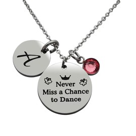 CHENVA Dance Gift Gift for Dancer Never Miss a Chance to Dance Initial Necklace Dance Necklace for Her (Dance Necklace A)