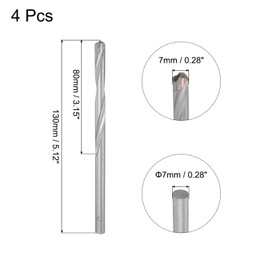 uxcell 7mm Cutting Dia Cemented Carbide Twist Extra Long Drill Bit with Round Straight Shank for Hardened Steel Stainless Steel, 130mm Length 4 Pcs