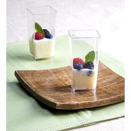 zappy Elegant Tall Square Mini Cube 3oz Clear Plastic Tasting/Sample Shot Glasses Parfait/Souffle Jello Dessert Tumbler Cups 200 Ct