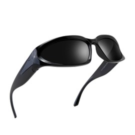 Y2k - Gafas de sol deportivas envolventes para mujeres y hombres, modernas, ovaladas, futuristas, para exteriores, gafas UV400, A3 Negro/Negro, M