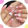 Valentines 3D Press on Nails Medium Almond Bow Fake Nails