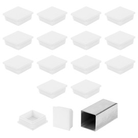 uxcell 2" (50mm) Square Tubing End Caps, 16 Pcs Plastic Hole Plugs Insert End Cap for Metal Tubing Post Chair Leg Table Bookshelves Furniture, White