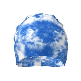 Yilad Tie Dye Blue Beanie Slouchy Chemo Hats, Skull Caps Baggy Headwear for Jogging Cycling Unisex