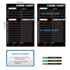 JJPRO Magnetic Dry Erase Chore Chart Blackboard for Fridge,Chore Chart Chalkboard for Refrigerator, Reusable Magnetic Chore Blackboard for Fridge