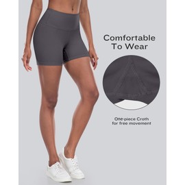 CHRLEISURE - Pantalones cortos de ciclismo de licra de cintura alta, para entrenamiento, pantalones cortos de yoga suaves para mujer, 4 paquetes - Negro/Negro/Gris Oscuro/Azul Marino, M