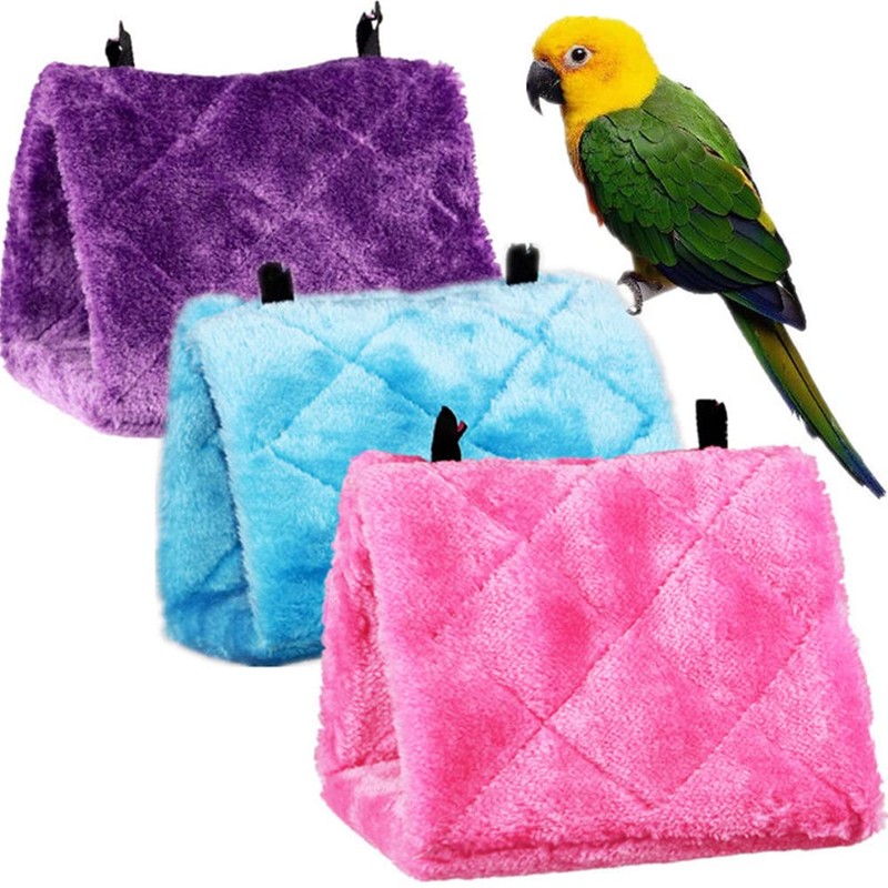 Bird Parrot Hammock Hut Practical Plush Snuggle Hanging Cave Cage