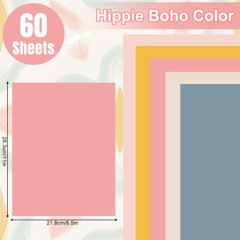 AnyDesign 60 Sheets 8.5 x 11 Inch Hippie Boho Card Stock Thick Paper Cards Colored Scrapbook Paper for Prints DIY Arts Crafts School Office Home Supplies, 65LB