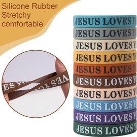 IDREAMBAND 100 Pcs Jesus Loves You Wristbands Easter Rubber Wristbands Colorful Rubber Bracelets - Wristbands Christian Rubber Wristbands for Men Women Party Favors