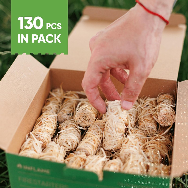 Inflame Fire Starters 130 pcs Fire Starters for Campfires, Grill,