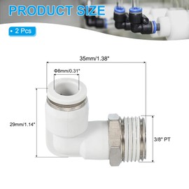 PATIKIL Push to Connect Fitting, 10 Pack Pneumatic Air Elbow Quick Connector 3/8" PT Male Thread x 8mm Tube 90 Degree Connect Tubing Elbow Air Tube Fitting Pneumatic Quick Adapter, White