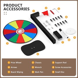 12-Inch Color Prize Wheel, 12 Slot Editable Spinning Wheel with Dry Erase Board & Marker for Parties, Carnivals, Tradeshow Booths, Classroom Games​