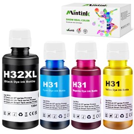 32XL Black Ink Bottle, 31 Ink Bottle Replacement for HP 31 32XL Refill Ink Bottles Set for Smart Tank 5000 6001 7602 5101 7001 Smart Tank Plus 551 651 455 Printer Refill Ink Bottles