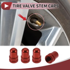 HEROFFIX 4 Pcs Dustproof Tire Valve Stem Caps 16mm Tyre Valve Dust Covers for Most Cars Truck Red Aluminum Alloy