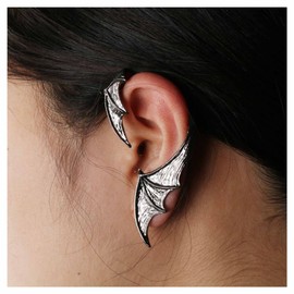 Allereya Vintage Bat Earrings Bat Cartilage Earrings Bat Clip On Cuff Earrings Silver Bat Ear Wrap Earrings Jewellery for Women and Girls