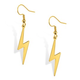 Lightning Bolt Dangle Earrings Thunder Minimalist Pendant Thunderbolt Drop Earrings Punk Style Unisex Jewelry Charm Inspirational Gift (gold)