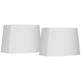Set of 2 Hardback Oval Lamp Shades White Medium 12.5" Wide x 10" Deep at Top and 15" Wide x11" Deep at Bottom and 10" High Spider with Replacement Harp and Finial Fitting - Springcrest