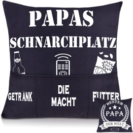 Shoppawhile Dad Gift Birthday Father's Day Best Dad in the World Cushion Cover 45 x 45 cm Gifts for Dad Christmas Father's Day Gift Ideas Double-Sided Decorative Cushion Covers with 3 Pockets