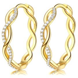 KALVICA 925 Sterling Silver Hoop Earrings for Women Girls Hypoallergenic Small Sleeping Hoop Earrings with AAA Zirconia Hoop Earrings Gold Silver 20/30 mm, 929 sterling silver