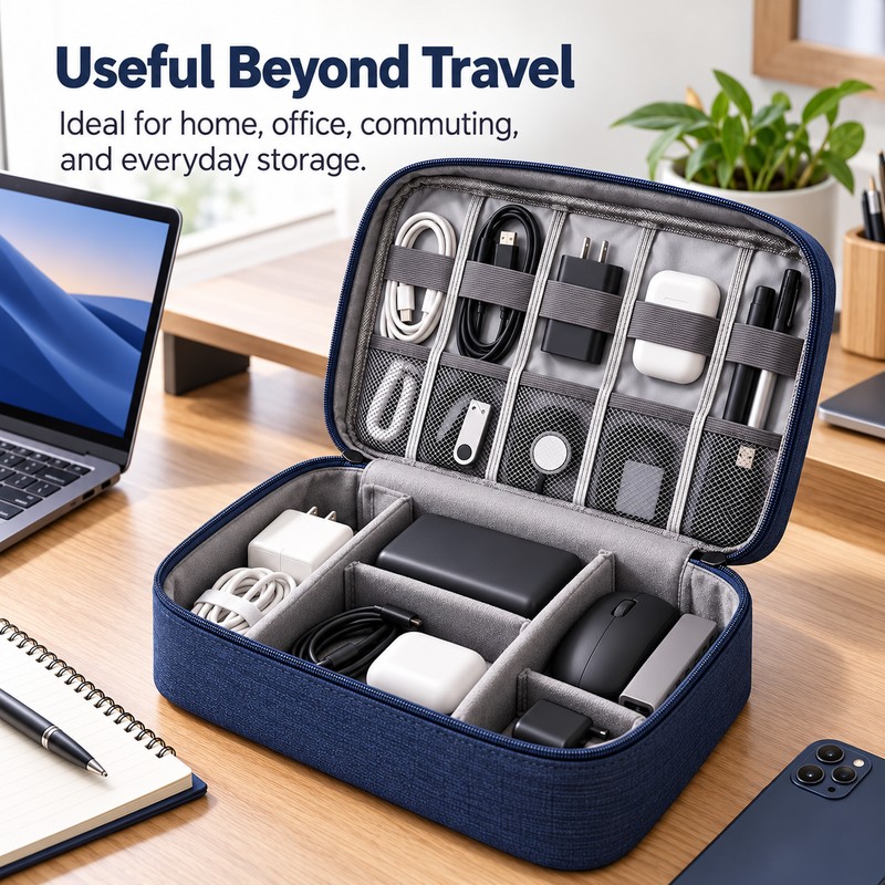 Travel Cable Organizer Case for Electronics – Waterproof Nylon Storage