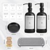 [Luxury] Kitchen Soap Dispenser Set - 16OZ Black Glass Bottle,