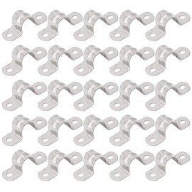 ISPINNER 25pcs M16 Stainless Steel Rigid Pipe Strap for 5/8 Inch Hose OD, 2 Holes Cable U Bracket Clamp Hanger Tube Strap Tension Clips