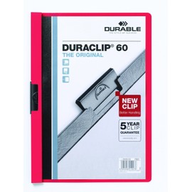 Durable Duraclip 60 Document File A4 60 Sheet Cap, Red, (220903)