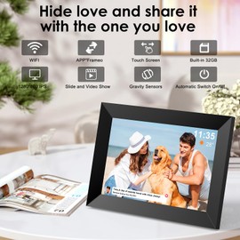 WiFi Digital Photo Frame 10.1 Inch, 1280 x 800 IPS LCD Touchscreen Smart Digital Picture Frame Built in 32GB Memory, Auto-Rotate Electronic Photo Frame, Share Photos/Videos via Frameo, Gift Choice