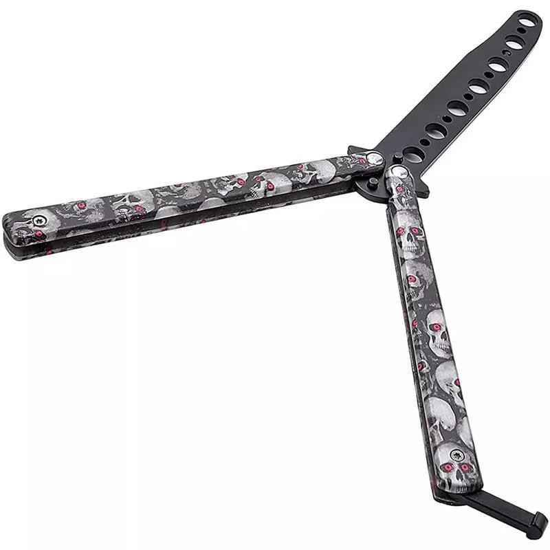 Skull Butterfly Trainer Training Dull Tool Metal knife Practice Stainless