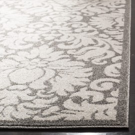 SAFAVIEH Area Rug 8x10 - Amherst Collection - Large - Dark Grey & Beige, Floral Pattern, Non-Shedding & Easy Cleaning, Ideal for Living Room, Bedroom, Office, Dining Space (AMT427R)