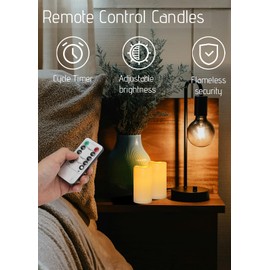 Waterproof Flameless Remote Control Candles 2PACK(D3''*H5.5'')Battery Operated Flickering LED Pillar Candle,plastic with 10-Key 24Hours Timer for Outdoor/Indoor Party Garden Lanterns Porch Ivory