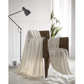 Sleepdown Warm & Soft 100% polyester Sparkle Cream Throw/Blanket for Sofa,Bed & Arm Chair 150 x 200