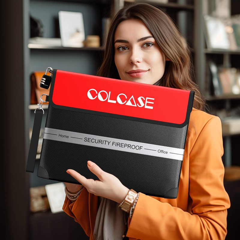 COLCASE Fireproof Document Bag with Lock 5200℉ Heat Insulated Waterproof