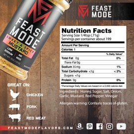 Sweet & Spicy Mustard - Feast Mode Flavors - Low Sodium, No MSG, All Natural, Meal Prep Seasoning, Healthy, BBQ, Rub, Rubs, Barbeque, Honey, Pepper, Vinegar, Garlic, Onion, Health