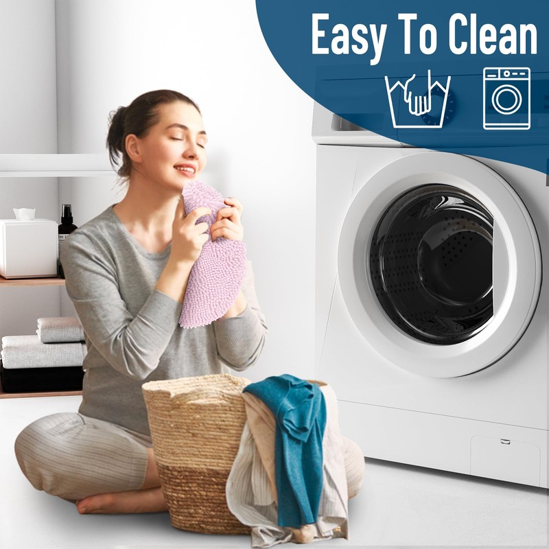 OLANLY Soft Chenille Bathroom Toilet Lid Cover, Machine Washable Seat