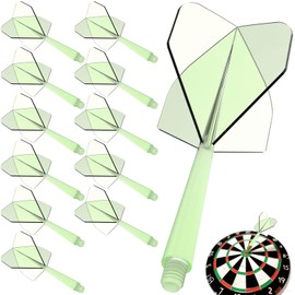 Pyroclasia Pack of 12 Darts Flights with Shaft Stable Darts Accessories Fusion Flights Dart Flyer with Shaft Integrated Fixed Flights Plastic Dart Shafts Shaft Flight System Combo (2BA) (Green)