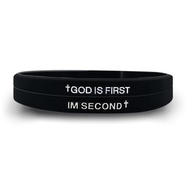 HNLUGF GOD IS FIRST Bracelet, Im Second, Inspirational Bible Verse Bracelet, Unique Gift for Christians Seeking Daily Encouragement (Black-Black)