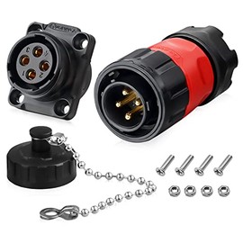 4 Pin Connector, Waterproof Industrial Solder Connector, Aviation Wire Connector for Automotive, Power, Marine, and Other Indoor/Outdoor Electrical Connection(Plastic Male Female Plug Socket)